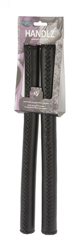 Poignées de direction en cuir 40 cm Ø22.2 mm noir par ensemble