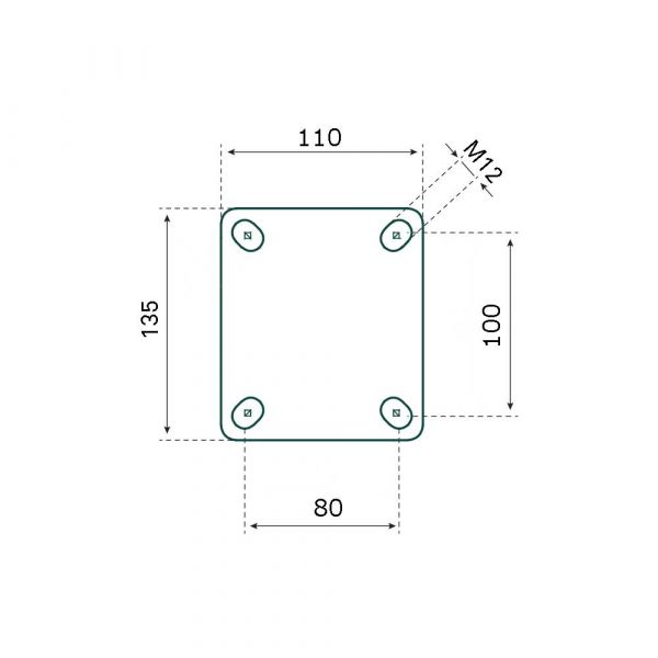 Zwenkwiel 200 mm Charge lourde 800 kg.