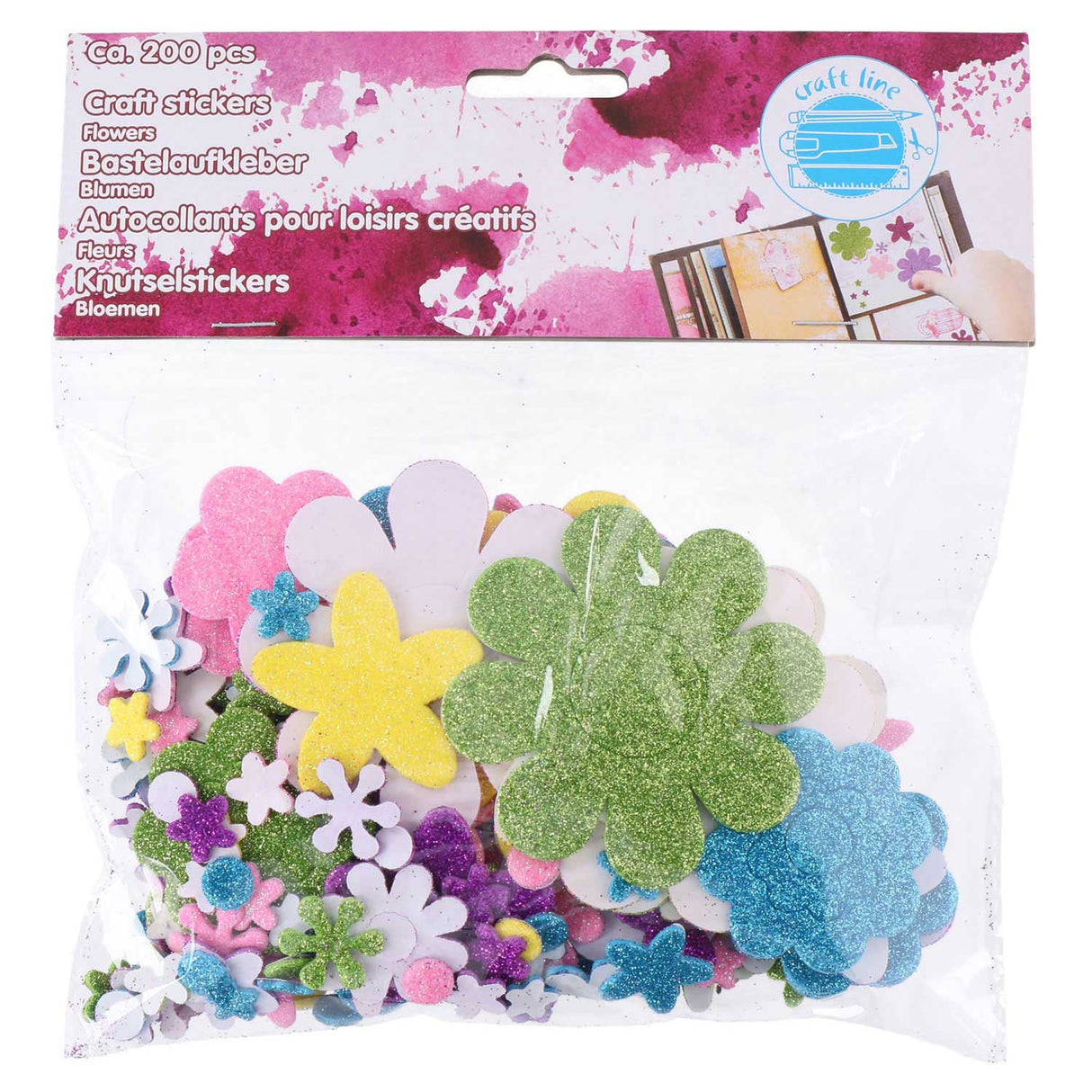 Bastelaufkleber Blumen, 200st.