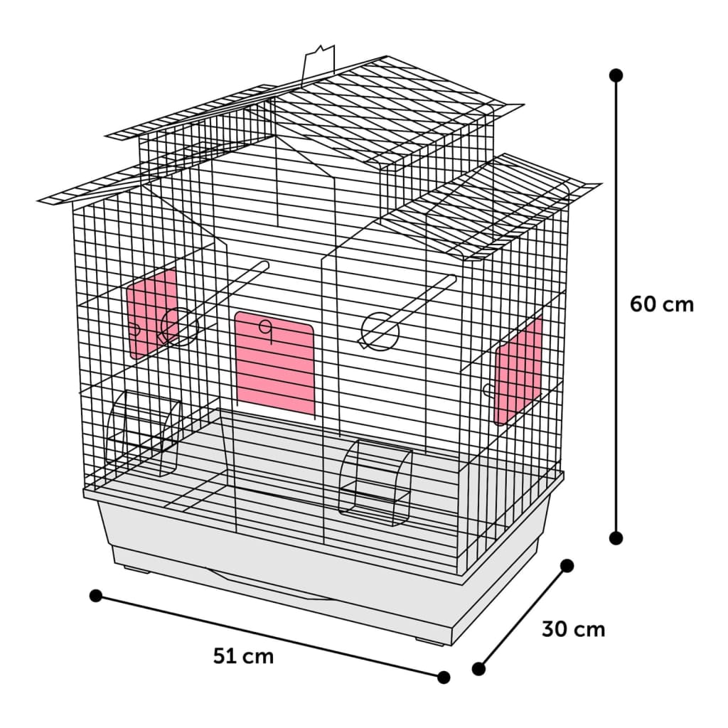 Flamingo Flamingo Parakeet Cage Numfor 1 51x30x60 cm kovová modrá