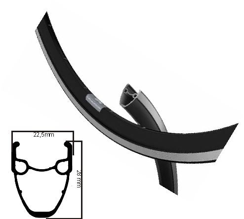 Ryde Rim DP16 ETRO 28 tommer (622) Sort pulveriseret 32 ​​huller 14g