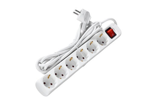 3m socket white, with switch and grounding. 6 connections