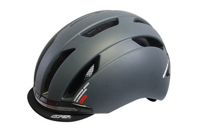 QT Cycle Tech Helmet LED Inmold Urban Flux Mat D Gray 52-58 cm 2810388