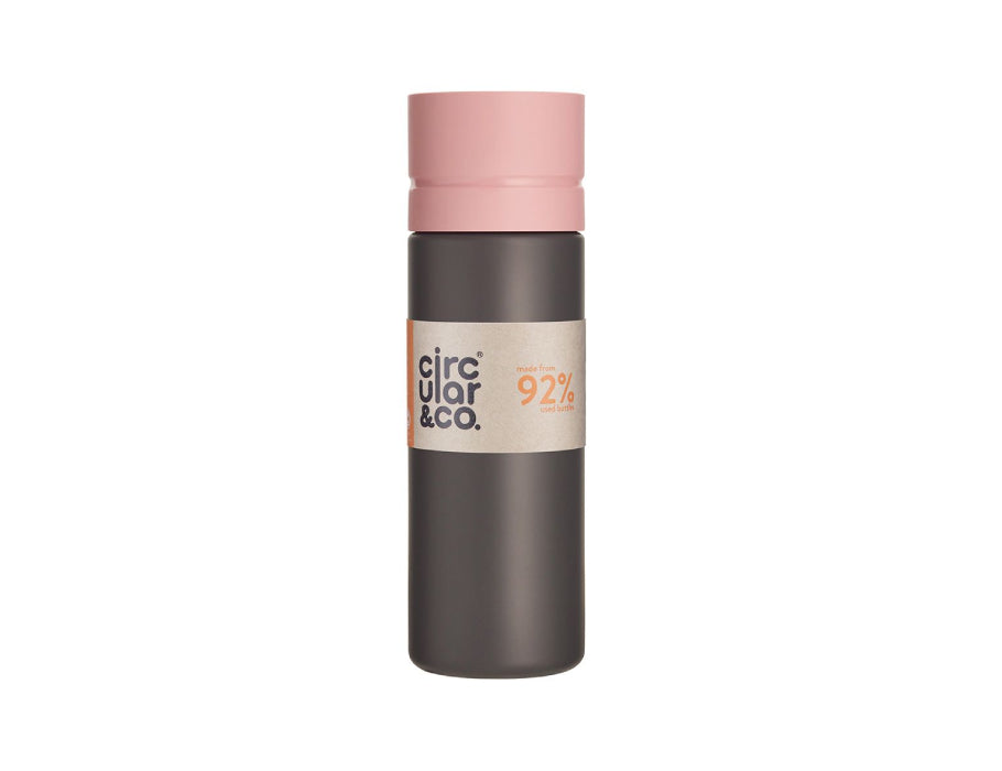 Rundschreiben Co. Kreisförmige Wasserflasche 600 ml schwarzrosa