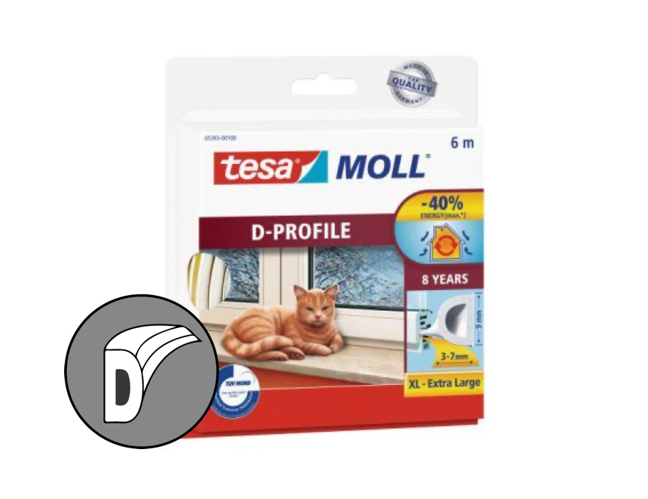 Profil TESA TOUR SPRAP D 6M x 3-7 mm bílý