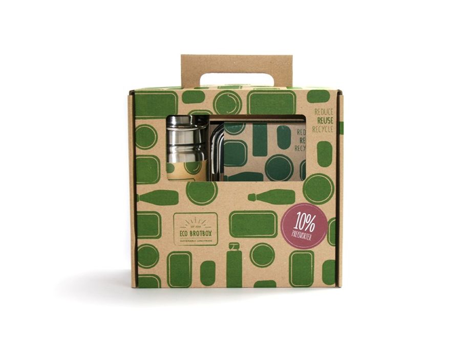 Eko-brotbox dárková sada oběd a pití láhev 500 ml