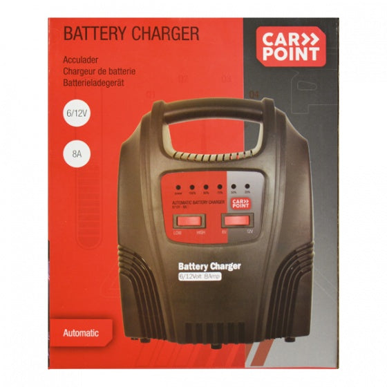Chargeur de batterie CarPoint 6 12 Volts 8-44 Ah 8 Ampère Black