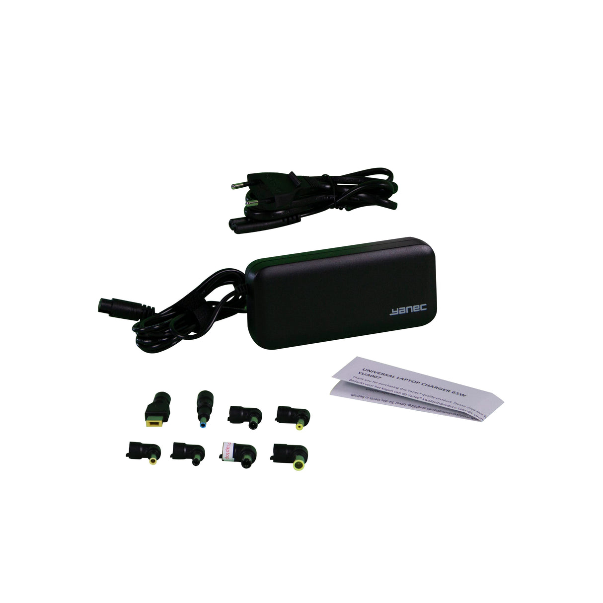 Yanec Universal Laptop Adapter 65W med 8 tip sort