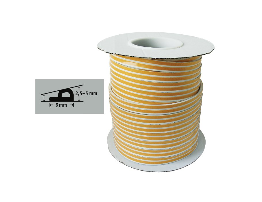 Fix-o-moll Tochtband P profiel 100 m x 9 mm 2.5-5 mm wit