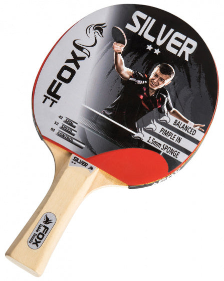 Fox TT Silver 2 Star Table Tennisbat 23 cm Blank Red