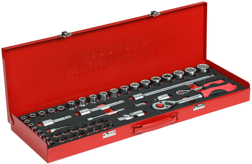 Gedore Red Dip Sleutel Set 1 4 + 1 2 palcový stříbrný 49-kus