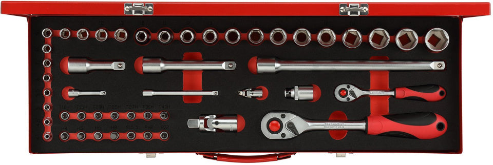 Gedore Red Dip Sleutel Set 1 4 + 1 2 palcový stříbrný 49-kus