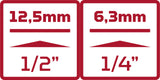 Gedore Red Dip Sleutel Set 1 4 + 1 2 palcový stříbrný 49-kus
