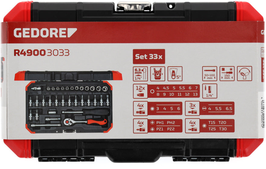Gedore Red Dip Keys Set 1 4 pouces SW 4-13 mm Black 33 pièces