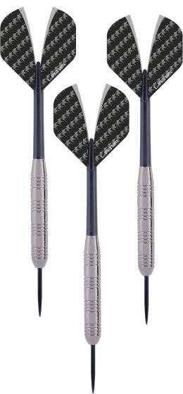 Longfield Darts Steeldip DartSspijl Set 23 Gramm Sëlwer schwaarz 3 Stécker
