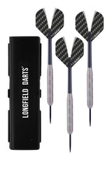 Longfield Darts Steeldip DartSspijl Set 23 Gramm Sëlwer schwaarz 3 Stécker