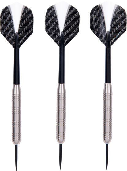 Longfield Darts Steeldip DartSspijl Set 23 Gramm Sëlwer schwaarz 3 Stécker