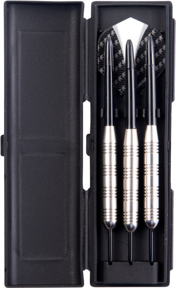 Longfield Darts Steeldip DartSspijl Set 23 Gramm Sëlwer schwaarz 3 Stécker