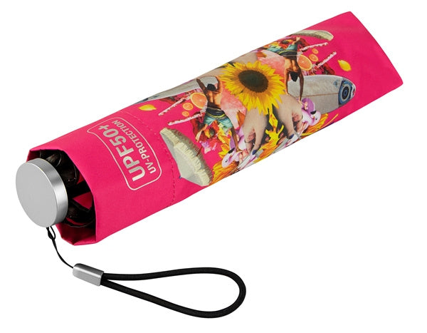 Minimax paraply UPF50+ 92 cm polyester sort lyserød