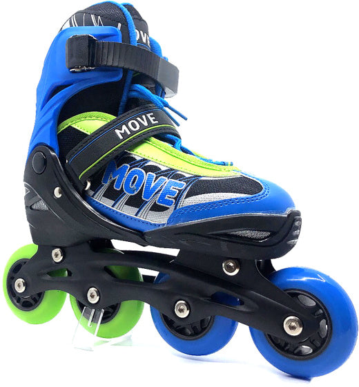 Move Inline Skates Fast Semi-Softboat Adjustable Blue Green Size 30-33