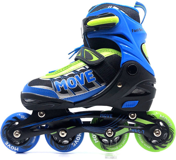 Plënnert inline Skates séier semi-softbootabelen Upassbar blo gréng Gréisst 38-41
