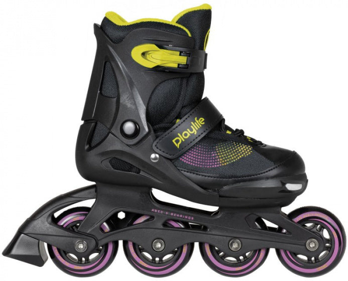 Playlife Inline skates Joker hardboot 82A zwart geel maat 37-40
