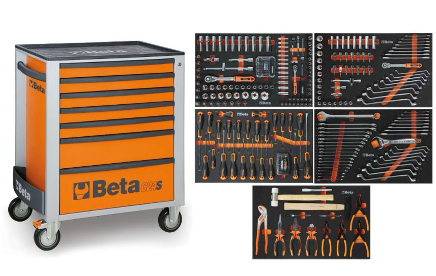 Beta Tool Trolley 7 skuffer Orange inkl
