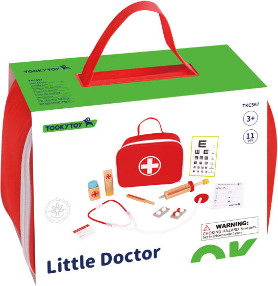 Deckege Spillsaachen kleng Dokter Holz Spill Set Red 11-Stéck