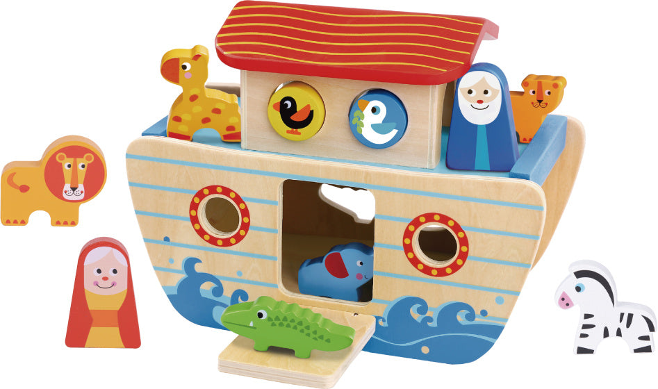 Toky Toky Noah's Ark Houten Vormboot 24 mesi 18 pezzi