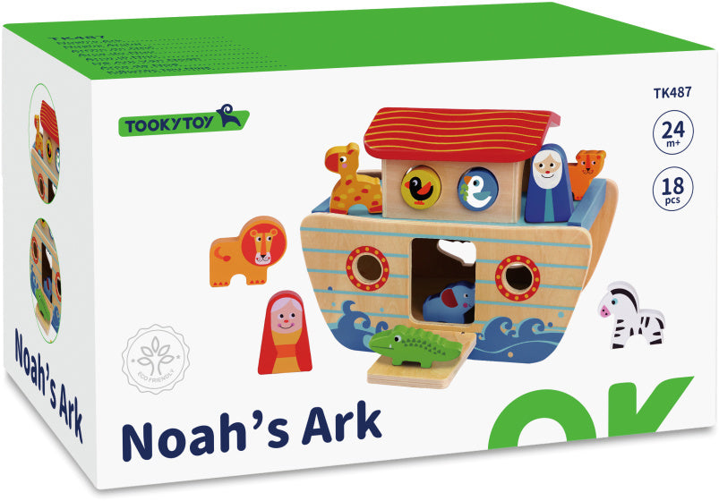 Toky Toky Noah's Ark Houten Vormboot 24 mesi 18 pezzi